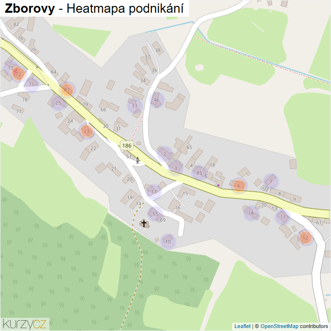 Mapa Zborovy - Firmy v části obce.