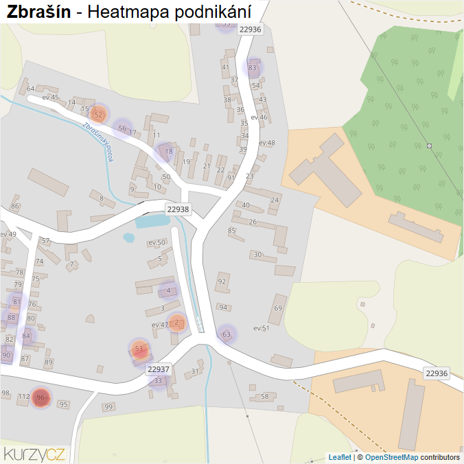 Mapa Zbrašín - Firmy v části obce.