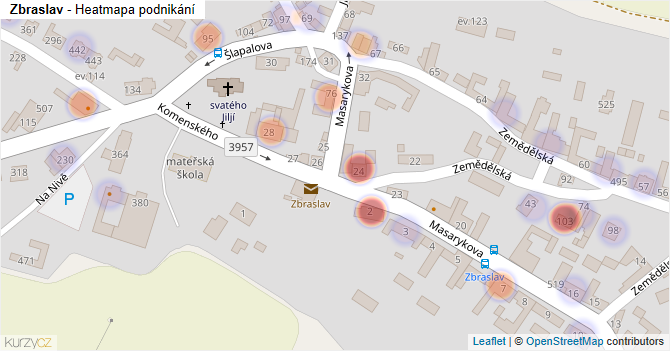 Zbraslav - mapa podnikání