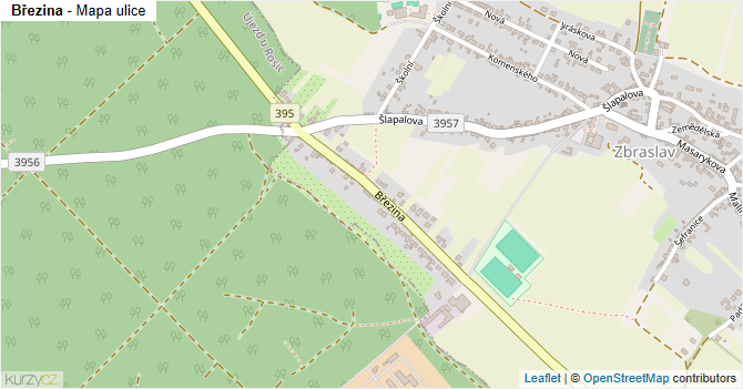 Březina - mapa ulice