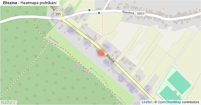 Březina - mapa podnikání
