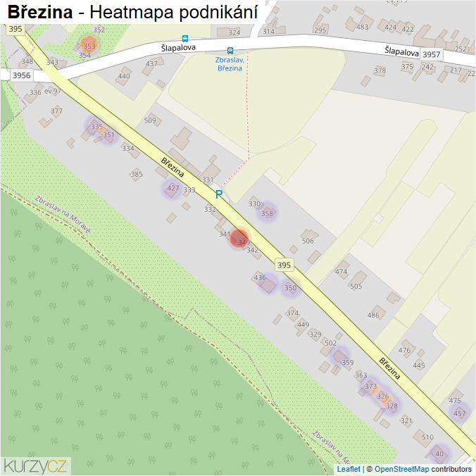 Mapa Březina - Firmy v ulici.