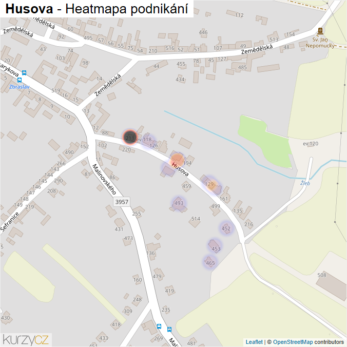 Mapa Husova - Firmy v ulici.