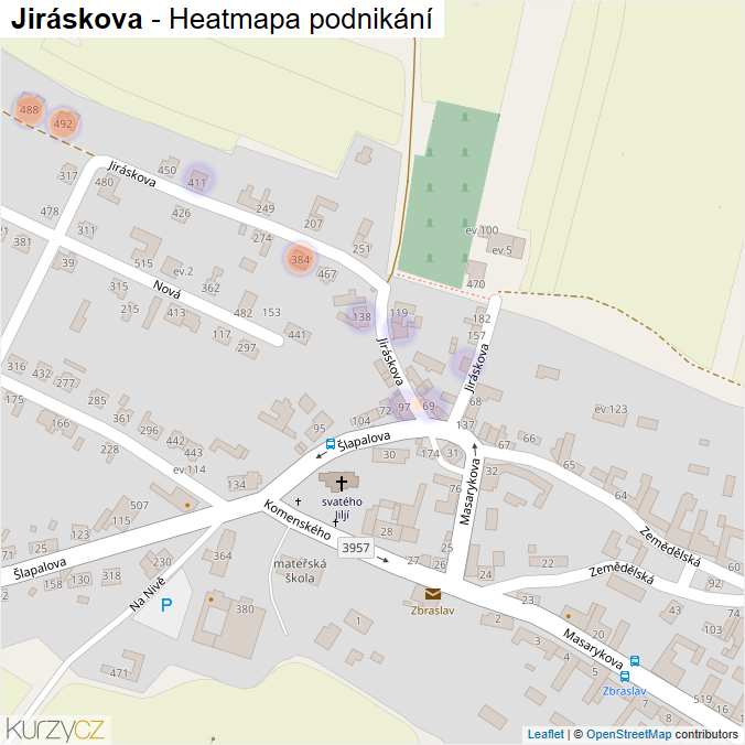 Mapa Jiráskova - Firmy v ulici.