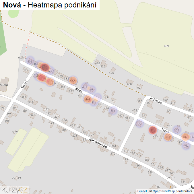 Mapa Nová - Firmy v ulici.