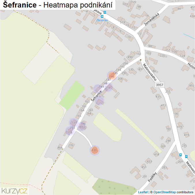 Mapa Šefranice - Firmy v ulici.