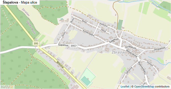 Šlapalova - mapa ulice