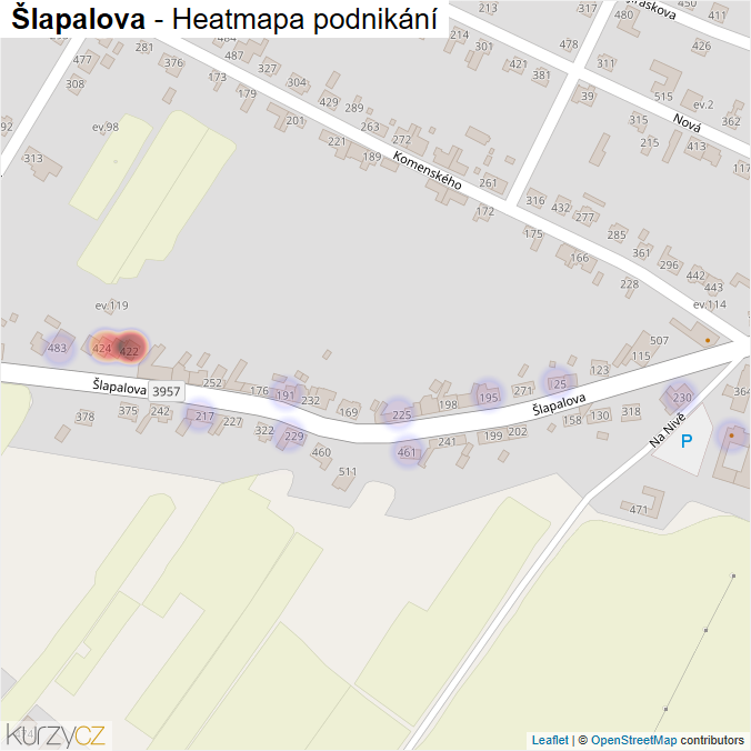 Mapa Šlapalova - Firmy v ulici.