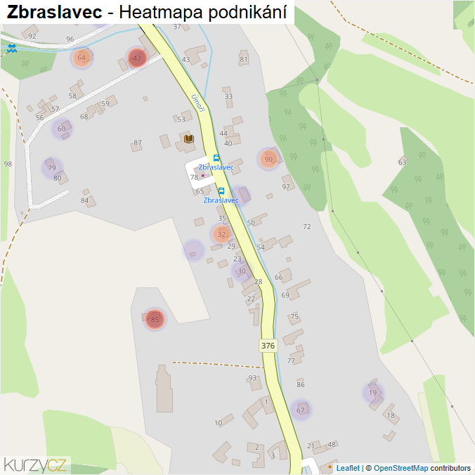 Mapa Zbraslavec - Firmy v části obce.