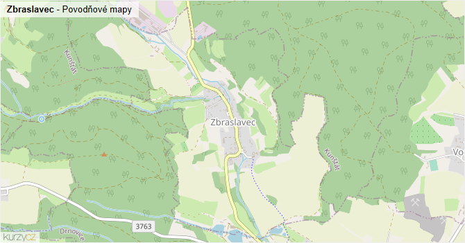 Zbraslavec - záplavové mapy stoleté vody