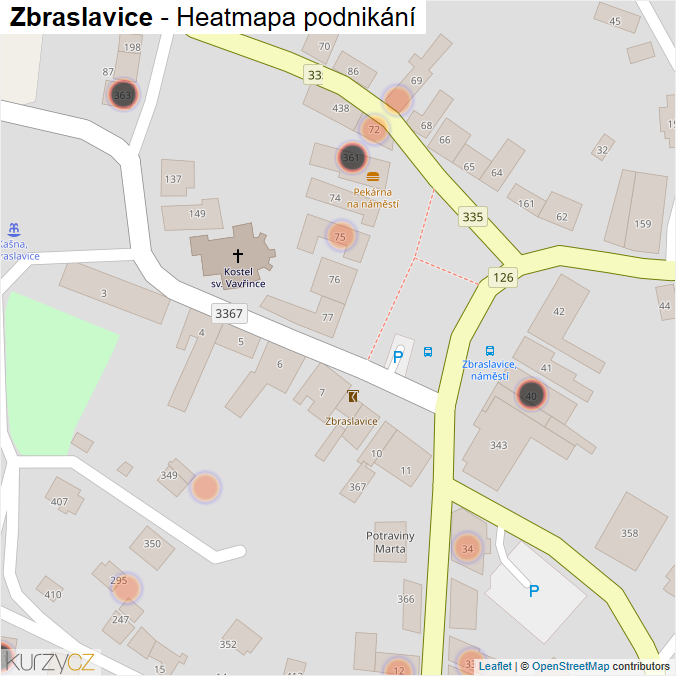 Mapa Zbraslavice - Firmy v obci.
