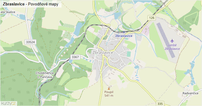 Zbraslavice - záplavové mapy stoleté vody