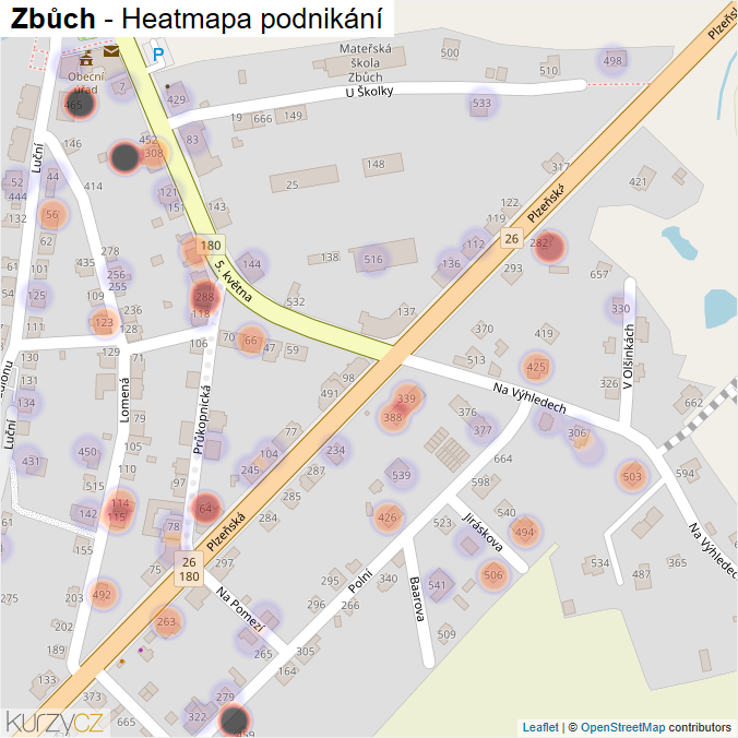 Mapa Zbůch - Firmy v obci.