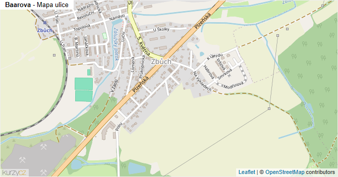 Baarova - mapa ulice