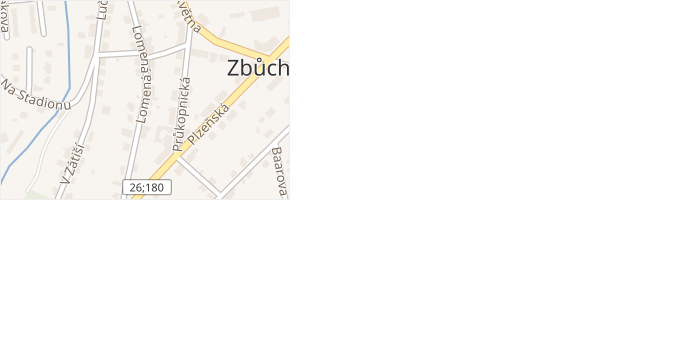 Lomená v obci Zbůch - mapa ulice