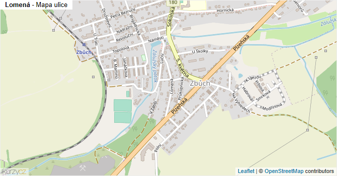 Lomená - mapa ulice