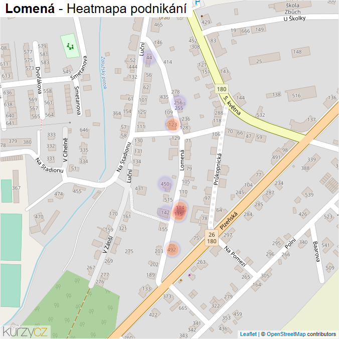 Mapa Lomená - Firmy v ulici.
