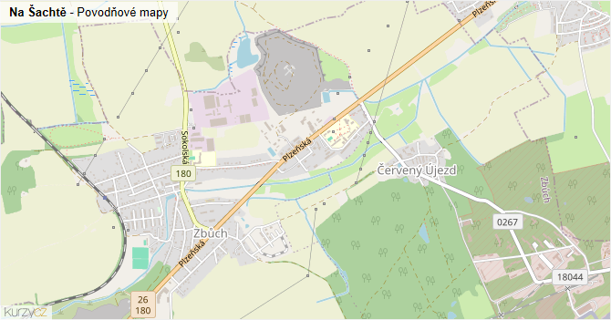 Na Šachtě - záplavové mapy stoleté vody