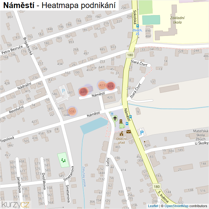 Mapa Náměstí - Firmy v ulici.