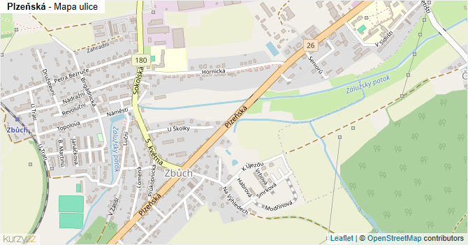 Plzeňská - mapa ulice