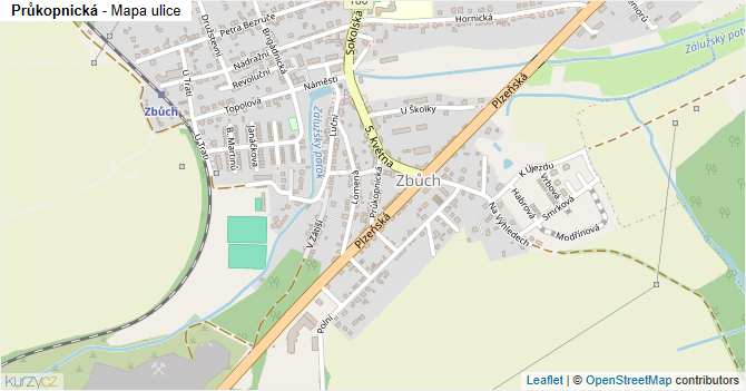 Průkopnická - mapa ulice