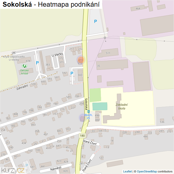 Mapa Sokolská - Firmy v ulici.