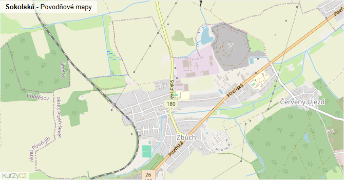 Sokolská - záplavové mapy stoleté vody