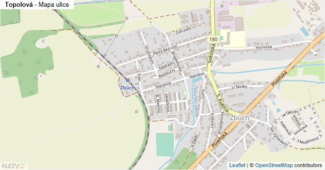 Topolová - mapa ulice