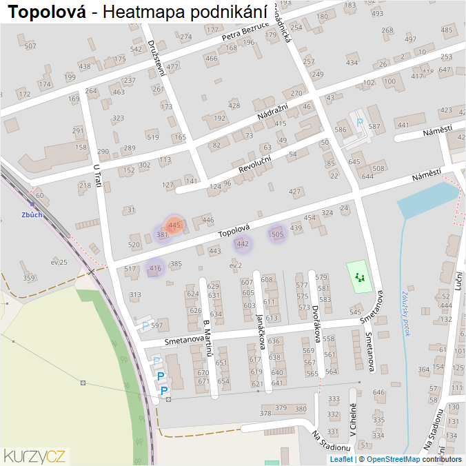 Mapa Topolová - Firmy v ulici.
