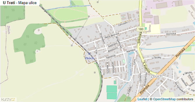 U Trati - mapa ulice