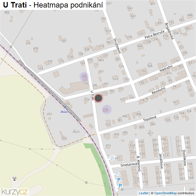 Mapa U Trati - Firmy v ulici.