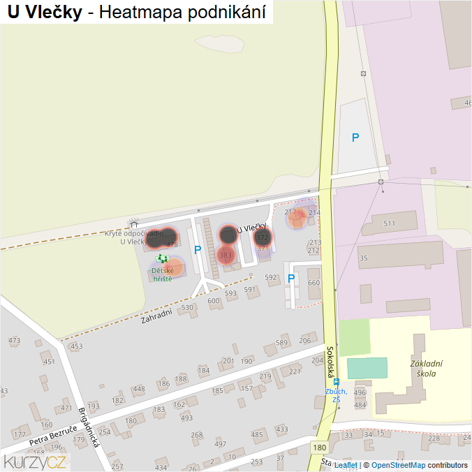 Mapa U Vlečky - Firmy v ulici.