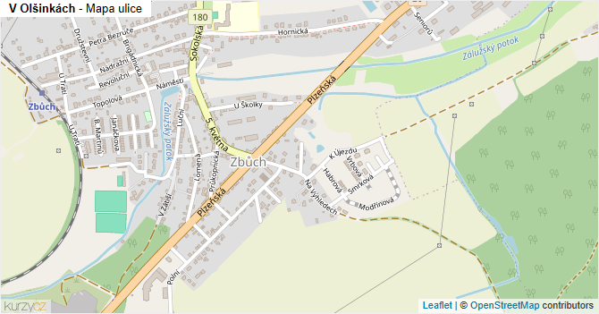 V Olšinkách - mapa ulice