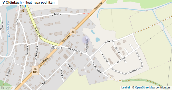 V Olšinkách - mapa podnikání