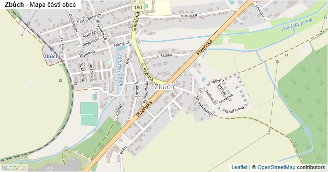 Zbůch - mapa části obce