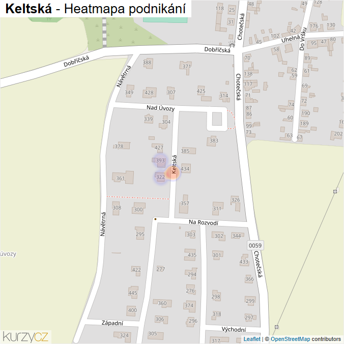Mapa Keltská - Firmy v ulici.