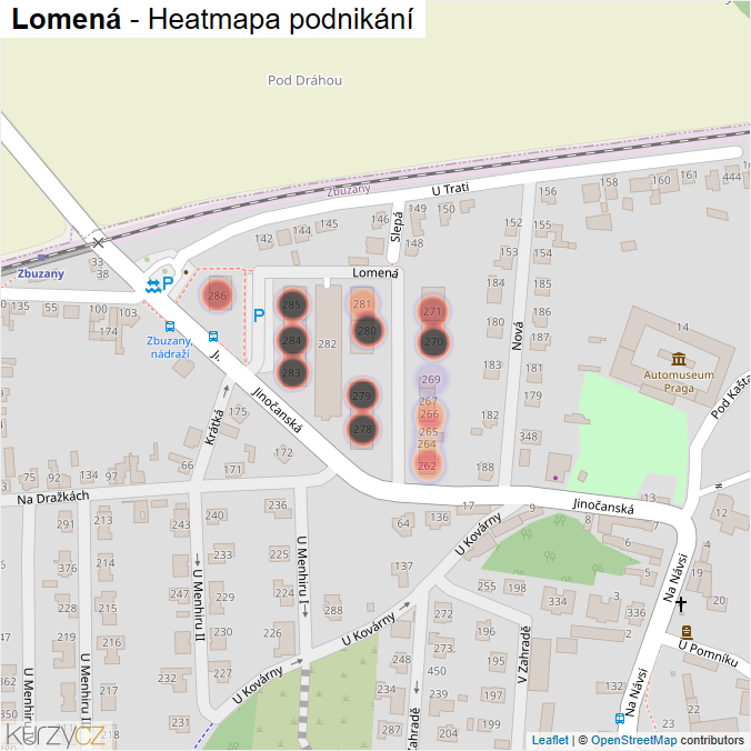Mapa Lomená - Firmy v ulici.