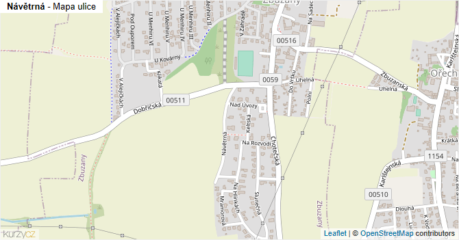 Návětrná - mapa ulice