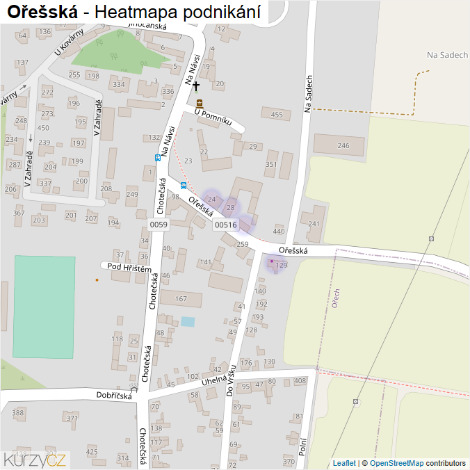 Mapa Ořešská - Firmy v ulici.