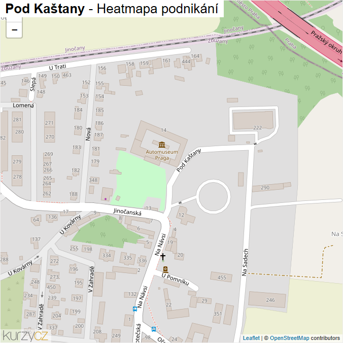 Mapa Pod Kaštany - Firmy v ulici.