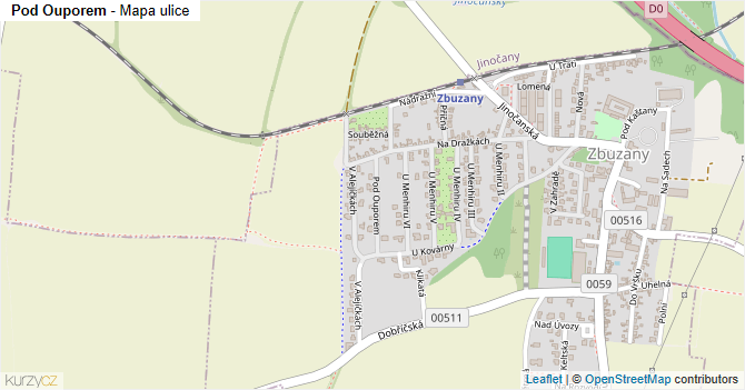 Pod Ouporem - mapa ulice