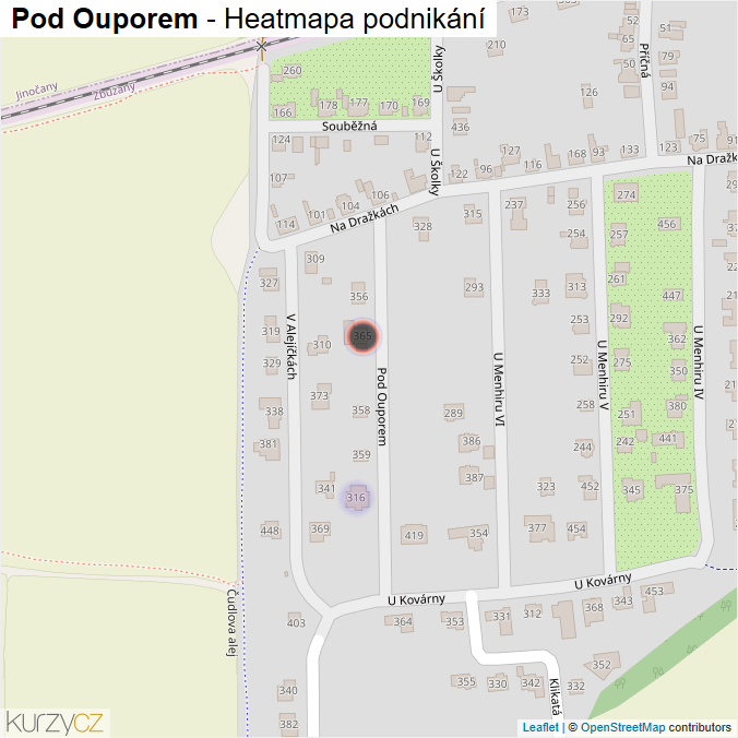 Mapa Pod Ouporem - Firmy v ulici.