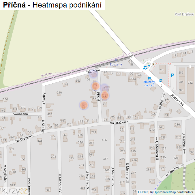 Mapa Příčná - Firmy v ulici.