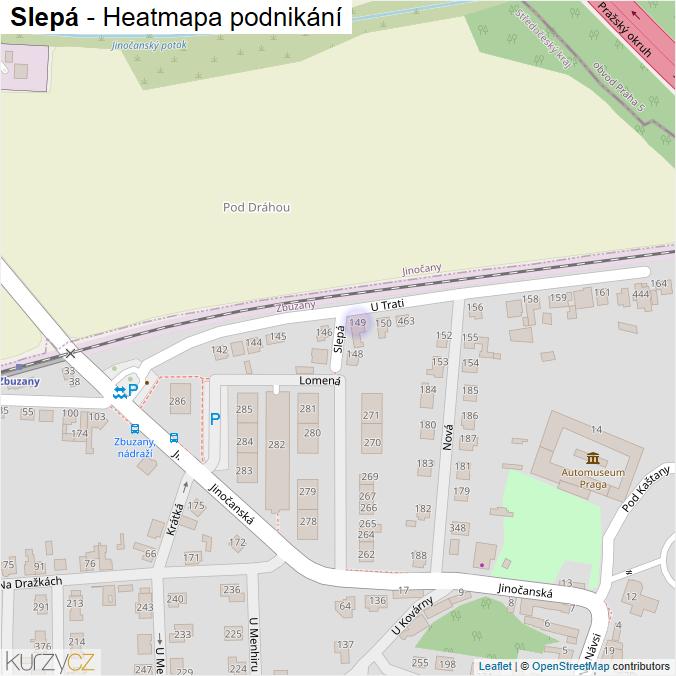 Mapa Slepá - Firmy v ulici.