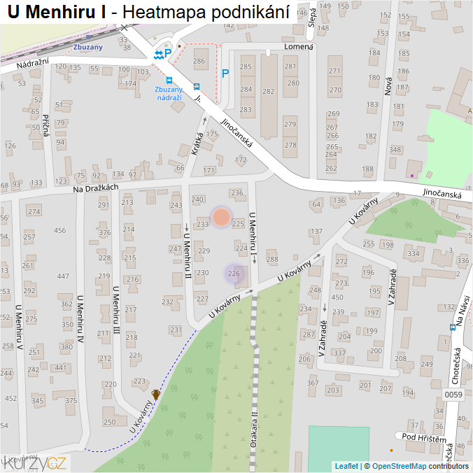 Mapa U Menhiru I - Firmy v ulici.