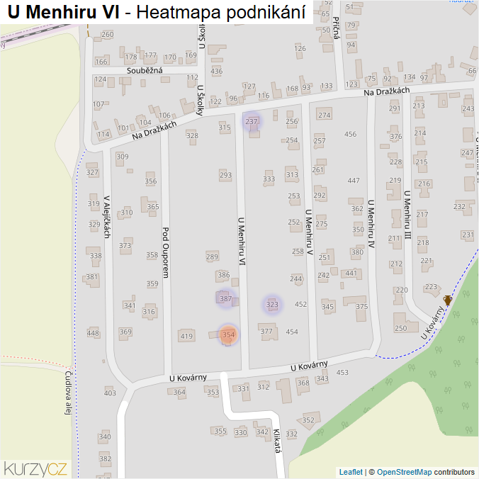 Mapa U Menhiru VI - Firmy v ulici.