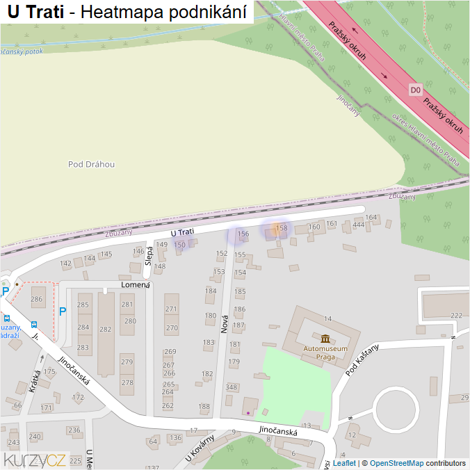 Mapa U Trati - Firmy v ulici.