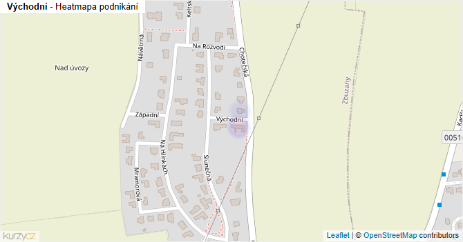 Východní - mapa podnikání