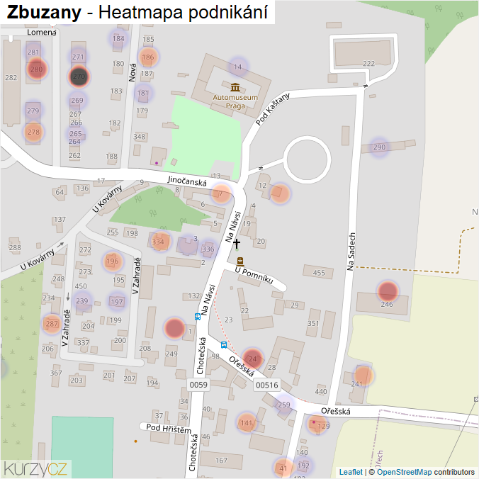 Mapa Zbuzany - Firmy v části obce.
