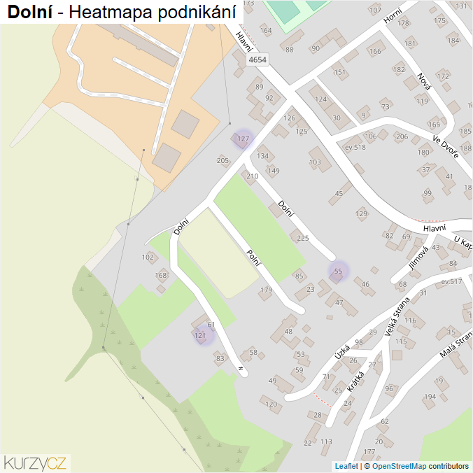 Mapa Dolní - Firmy v ulici.